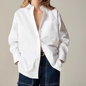 JCrew Women's White Oversized Button-up Shirt Sz 4 NWT